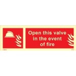 IMO sign6154:Open this valve in the event of fire