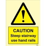 IMO sign7624:Caution steep stairway use hand rails