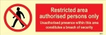 IMO sign8691:Restricted area authorised person only